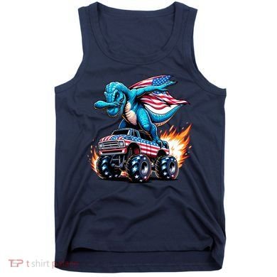 Patriotic T Rex Dabbing Monster Truck Tank Top