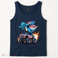 Patriotic T Rex Dabbing Monster Truck Tank Top thumb 2