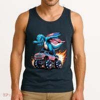 Patriotic T Rex Dabbing Monster Truck Tank Top thumb 3