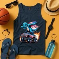 Patriotic T Rex Dabbing Monster Truck Tank Top thumb 4