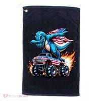 Patriotic T Rex Dabbing Monster Truck Golf Towel thumb 0