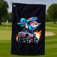 Patriotic T Rex Dabbing Monster Truck Golf Towel thumb 1