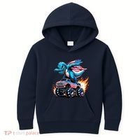 Patriotic T Rex Dabbing Monster Truck Kids Hoodie thumb 0