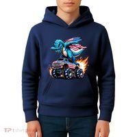 Patriotic T Rex Dabbing Monster Truck Kids Hoodie thumb 4