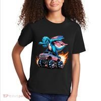 Patriotic T Rex Dabbing Monster Truck Kids T-Shirt thumb 2