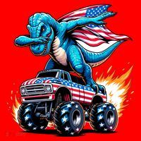 Patriotic T Rex Dabbing Monster Truck Santa Hat thumb 1