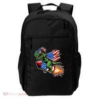 Patriotic T Rex Riding Firework 4th Of July Backpack thumb 0