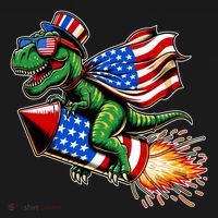 Patriotic T Rex Riding Firework 4th Of July Backpack thumb 2