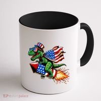 Patriotic T Rex Riding Firework 4th Of July Coffee Mug thumb 1
