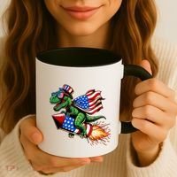 Patriotic T Rex Riding Firework 4th Of July Coffee Mug thumb 3