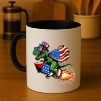 Patriotic T Rex Riding Firework 4th Of July Coffee Mug thumb 4