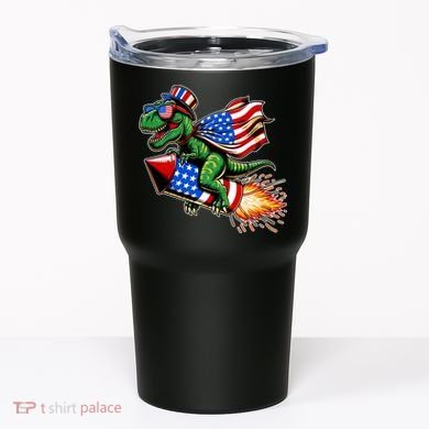 Patriotic T Rex Riding Firework 4th Of July Tumbler