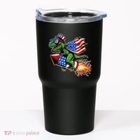 Patriotic T Rex Riding Firework 4th Of July Tumbler thumb 0