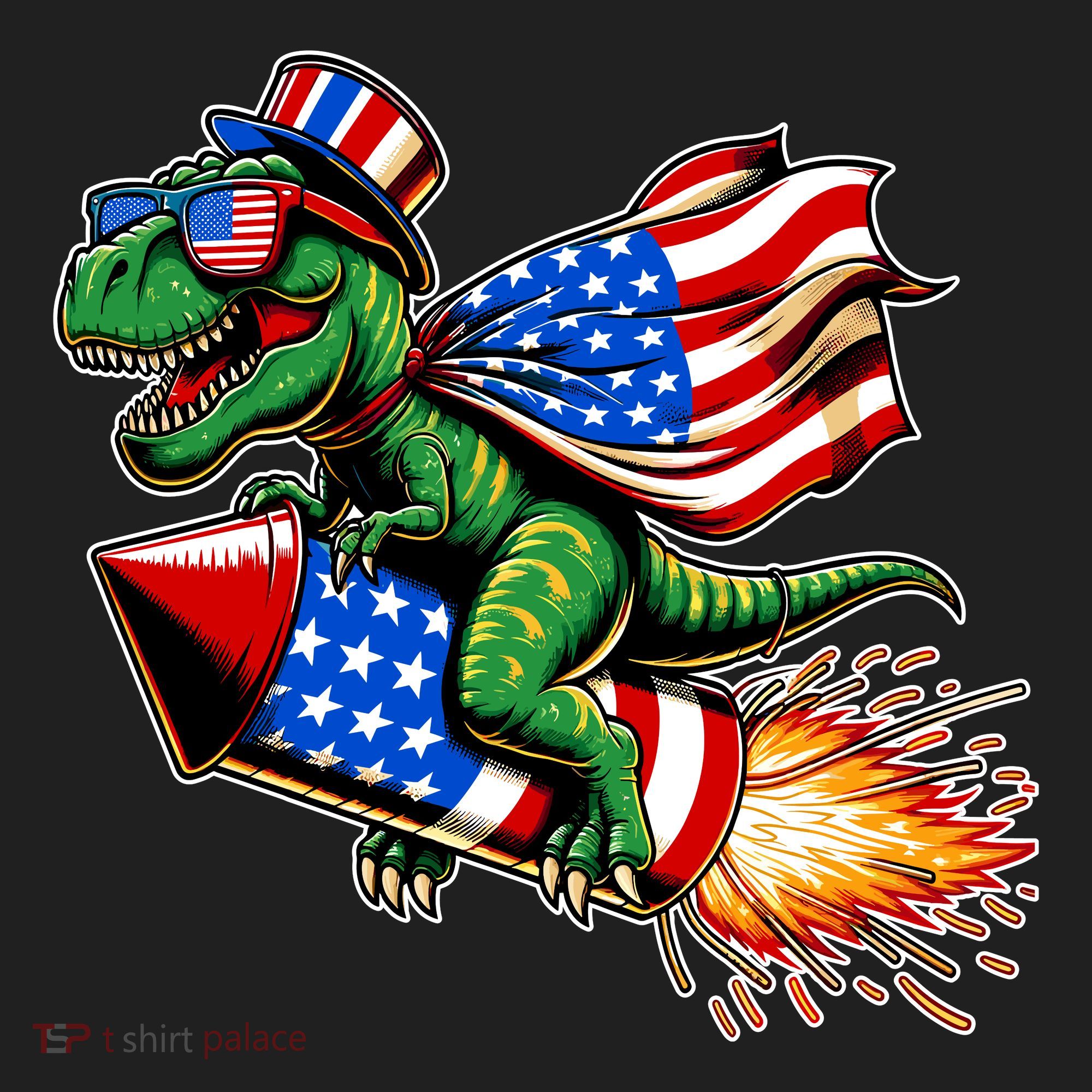 Patriotic T Rex Riding Firework 4th Of July Tumbler