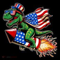 Patriotic T Rex Riding Firework 4th Of July Ornament thumb 1