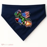Patriotic T Rex Riding Firework 4th Of July USA-Made Doggie Bandana thumb 0