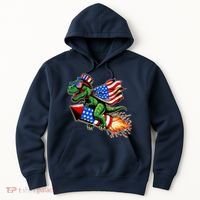 Patriotic T Rex Riding Firework 4th Of July Hoodie thumb 0
