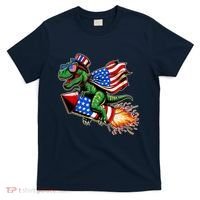 Patriotic T Rex Riding Firework 4th Of July T-Shirt thumb 0