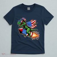 Patriotic T Rex Riding Firework 4th Of July T-Shirt thumb 5
