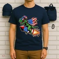 Patriotic T Rex Riding Firework 4th Of July T-Shirt thumb 6