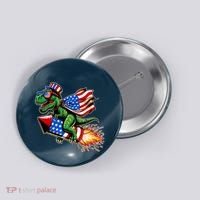 Patriotic T Rex Riding Firework 4th Of July Button thumb 0