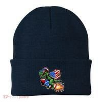Patriotic T Rex Riding Firework 4th Of July Beanie thumb 0