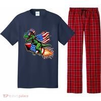 Patriotic T Rex Riding Firework 4th Of July Pajama Set thumb 0