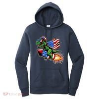 Patriotic T Rex Riding Firework 4th Of July Women's Hoodie thumb 0