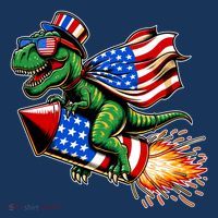 Patriotic T Rex Riding Firework 4th Of July Women's Hoodie thumb 2