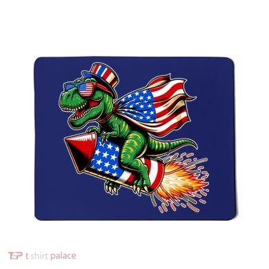 Patriotic T Rex Riding Firework 4th Of July Mousepad