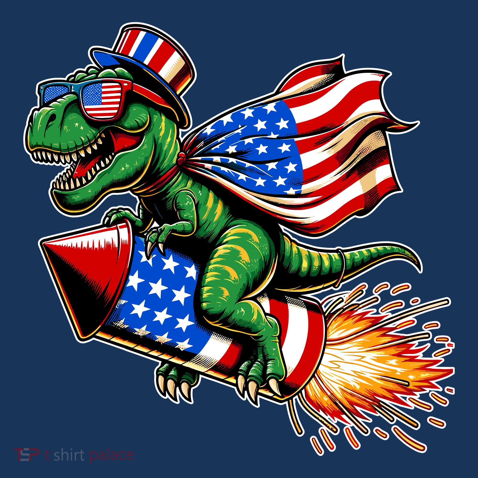 Patriotic T Rex Riding Firework 4th Of July Mousepad