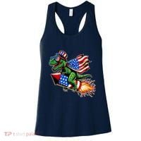 Patriotic T Rex Riding Firework 4th Of July Women's Tank Top thumb 0