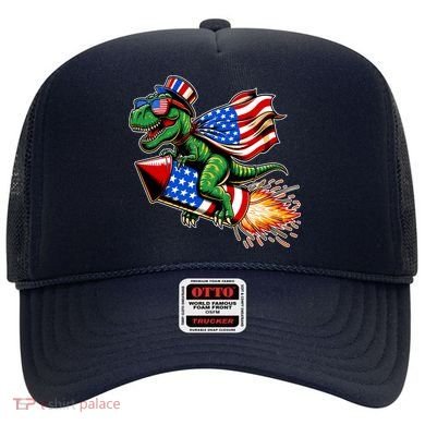 Patriotic T Rex Riding Firework 4th Of July Hat