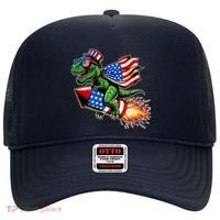 Patriotic T Rex Riding Firework 4th Of July Hat thumb 0