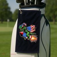 Patriotic T Rex Riding Firework 4th Of July Golf Towel thumb 2