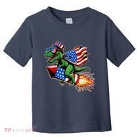 Patriotic T Rex Riding Firework 4th Of July Toddler T-Shirt thumb 0