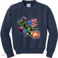 Patriotic T Rex Riding Firework 4th Of July Kids Sweatshirt thumb 0