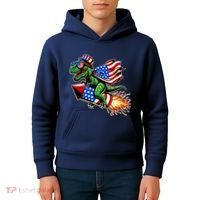 Patriotic T Rex Riding Firework 4th Of July Kids Hoodie thumb 4