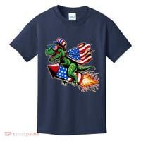 Patriotic T Rex Riding Firework 4th Of July Kids T-Shirt thumb 0