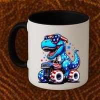 Patriotic T Rex Riding Monster Truck Coffee Mug thumb 2