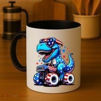 Patriotic T Rex Riding Monster Truck Coffee Mug thumb 4