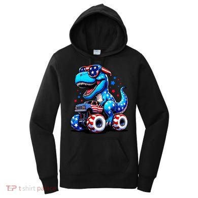 Patriotic T Rex Riding Monster Truck Women's Hoodie