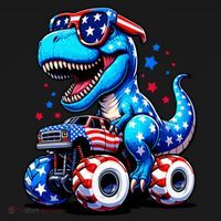 Patriotic T Rex Riding Monster Truck Women's Hoodie thumb 2