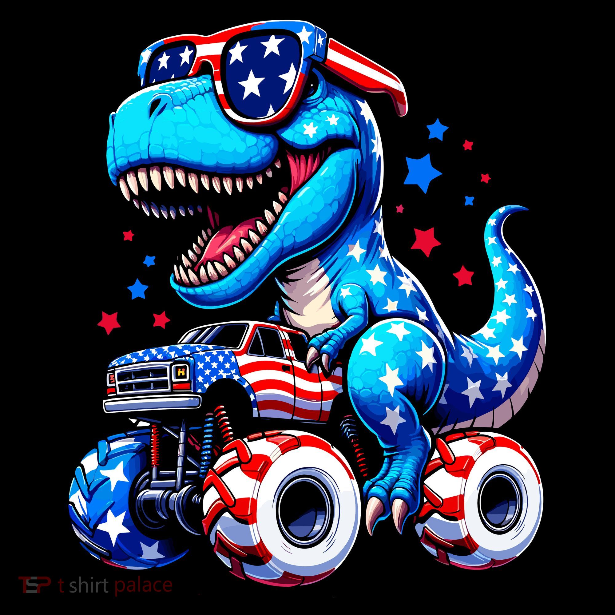 Patriotic T Rex Riding Monster Truck Women's Hoodie