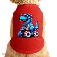 Patriotic T Rex Riding Monster Truck Doggie Tank thumb 0