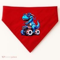 Patriotic T Rex Riding Monster Truck USA-Made Doggie Bandana thumb 0