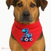 Patriotic T Rex Riding Monster Truck USA-Made Doggie Bandana thumb 1