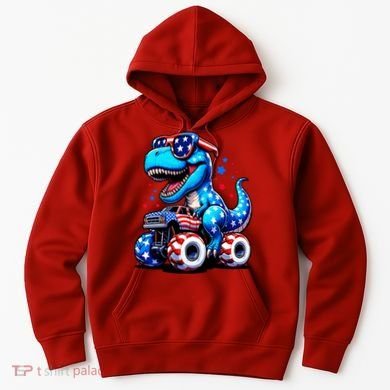 Patriotic T Rex Riding Monster Truck Hoodie