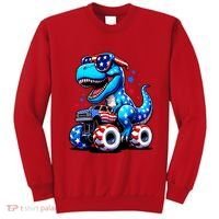 Patriotic T Rex Riding Monster Truck Sweatshirt thumb 0