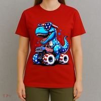 Patriotic T Rex Riding Monster Truck T-Shirt thumb 4